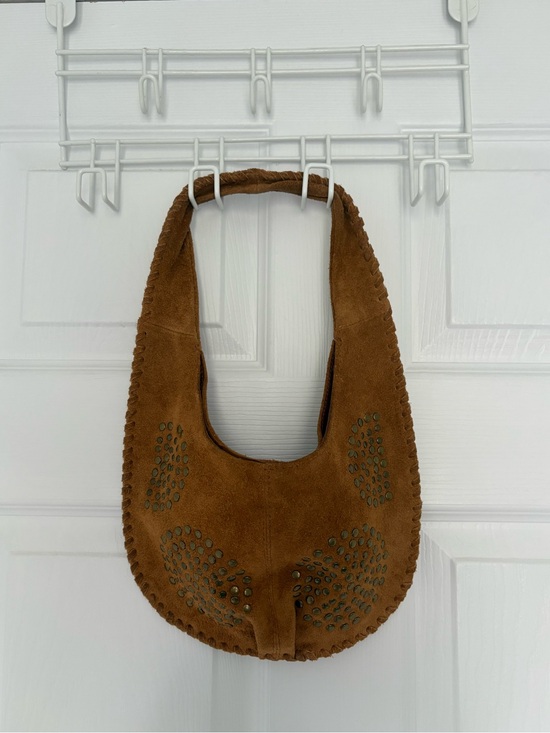silence + noise Handbags - REAL Brown Suede Hobo Shoulder Bag - Casual Everyday Style